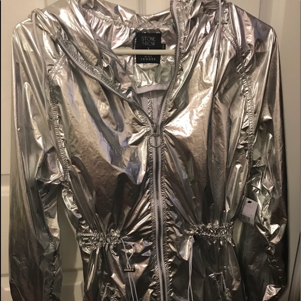 Reflective Stone Row oversized rain jacket
